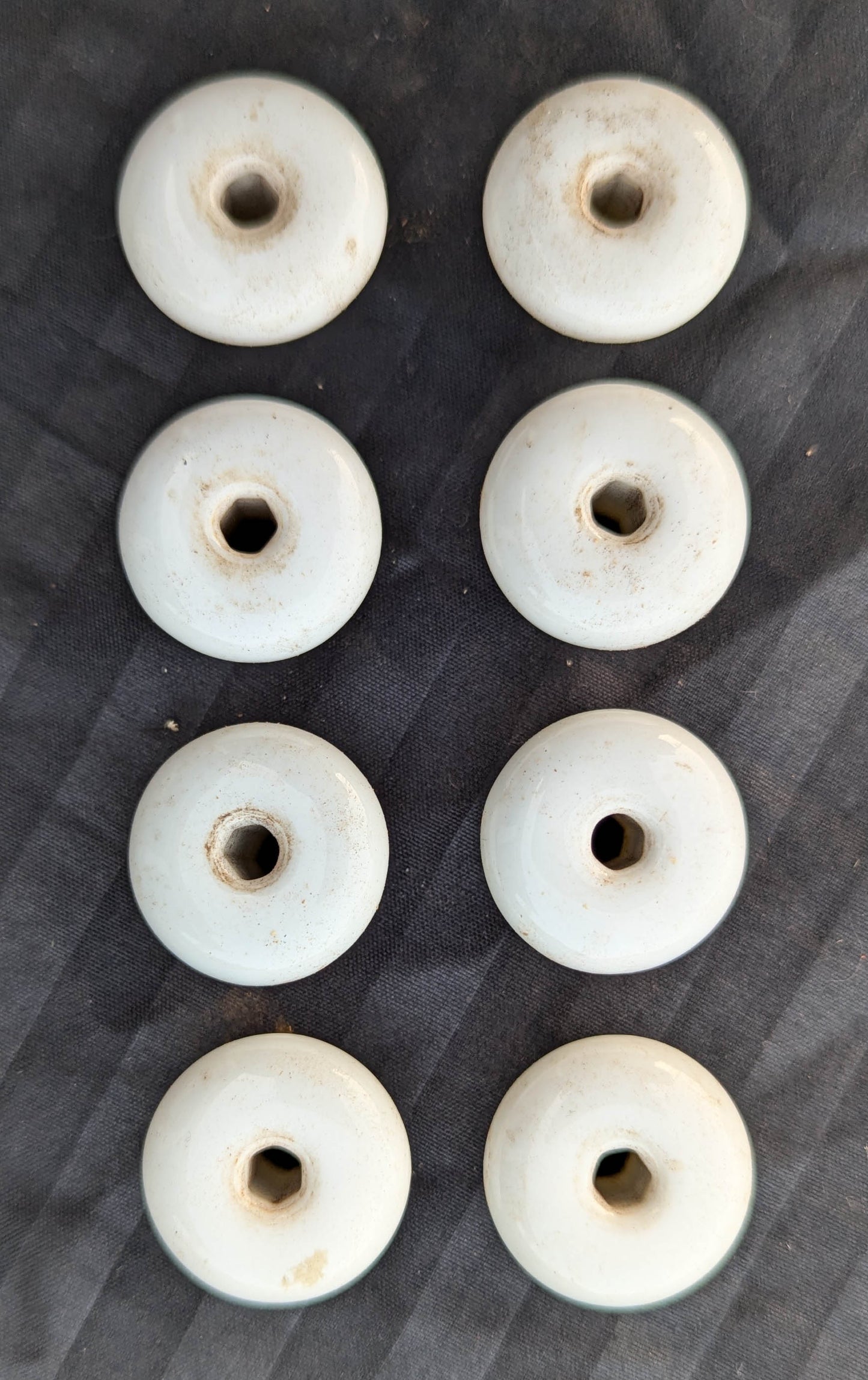4 Pairs available 1" Round Antique Vintage Old Victorian White Porcelain Ceramic Cabinet Door Drawer Furniture Knob Doorknob Pull Handle