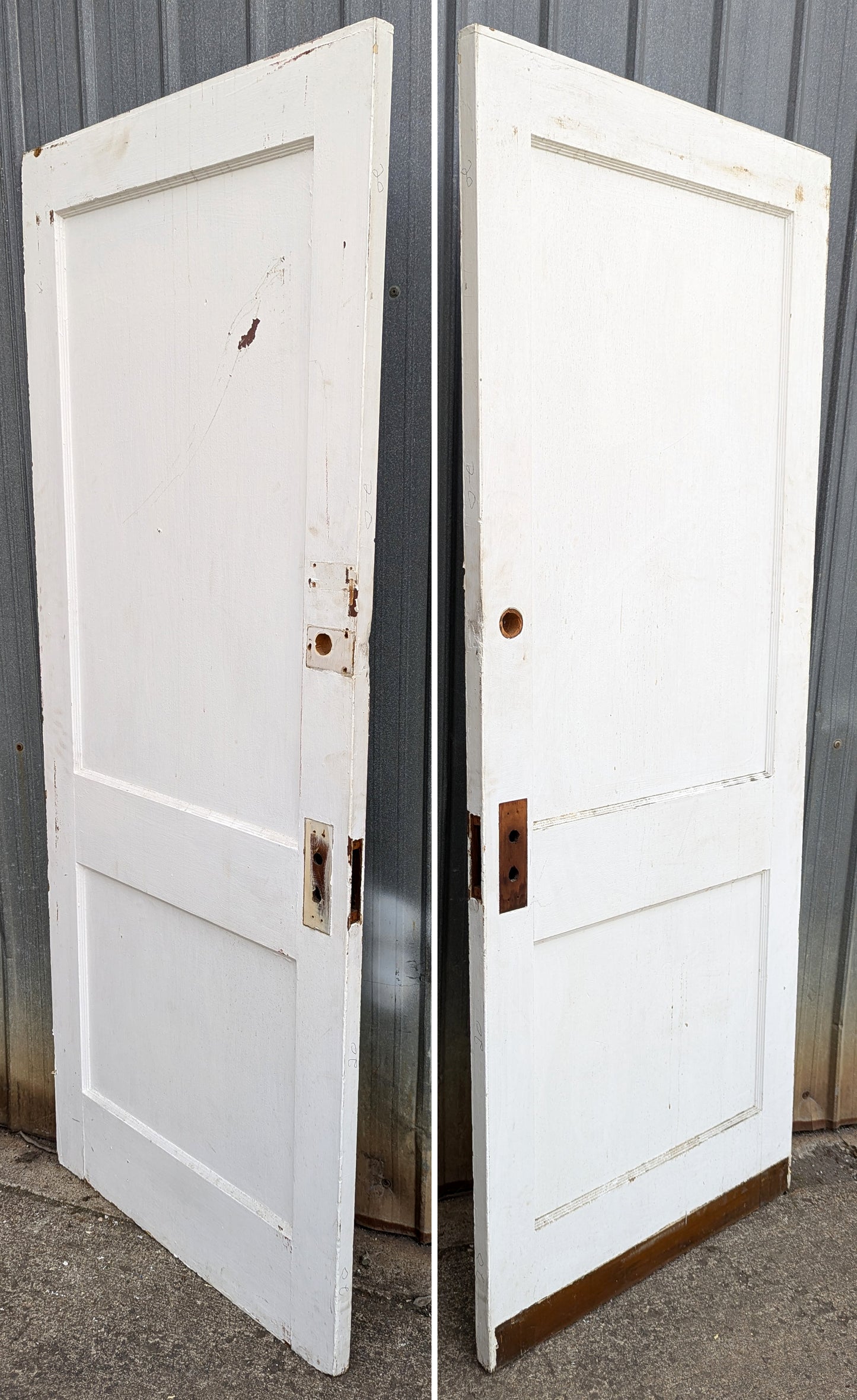 2 Available 32"x79.5" Antique Vintage Old Reclaimed Salvaged Solid Wood Wooden Interior Doors 2 Panels