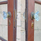 2 Available 64"x84" Pair of Antique Vintage Old Reclaimed Salvaged French Double SOLID Wood Wooden Doors 30 Windows Wavy Glass