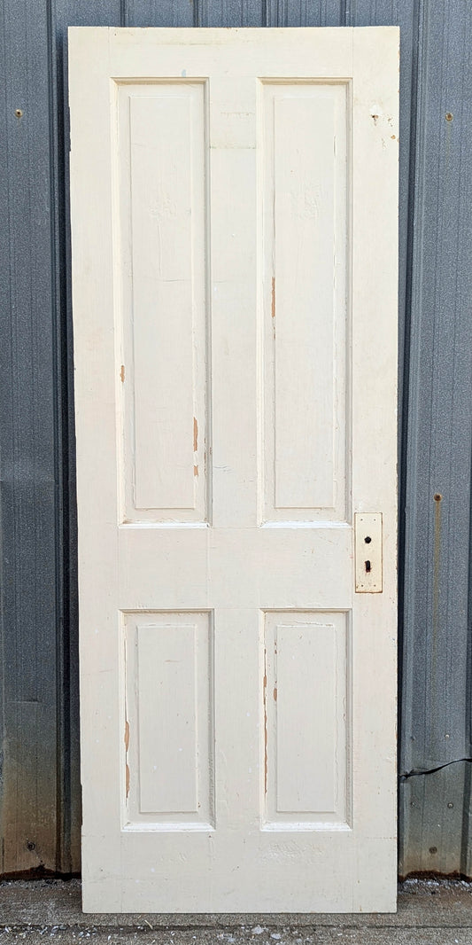 26.5"x76" Antique Vintage Old Reclaimed Salvaged Victorian SOLID Wood Wooden Interior Closet Pantry Attic Door 4 Panels