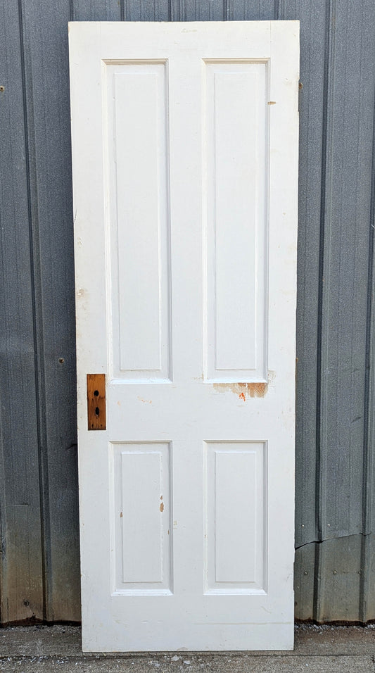 26.5"x76" Antique Vintage Old Reclaimed Salvaged Victorian SOLID Wood Wooden Interior Closet Pantry Attic Door 4 Panels