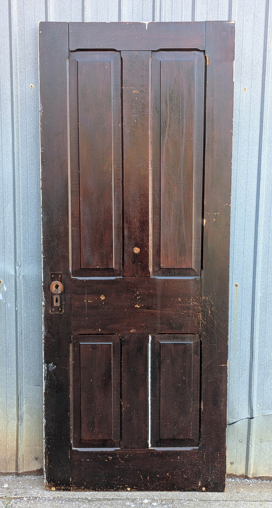 32"x79" Antique Vintage Old Reclaimed Salvaged Victorian SOLID Wood Wooden Interior Door 4 Chamfered Panels