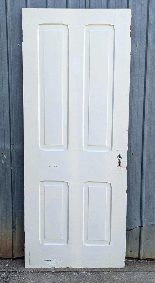 32"x79" Antique Vintage Old Reclaimed Salvaged Victorian SOLID Wood Wooden Interior Door 4 Chamfered Panels