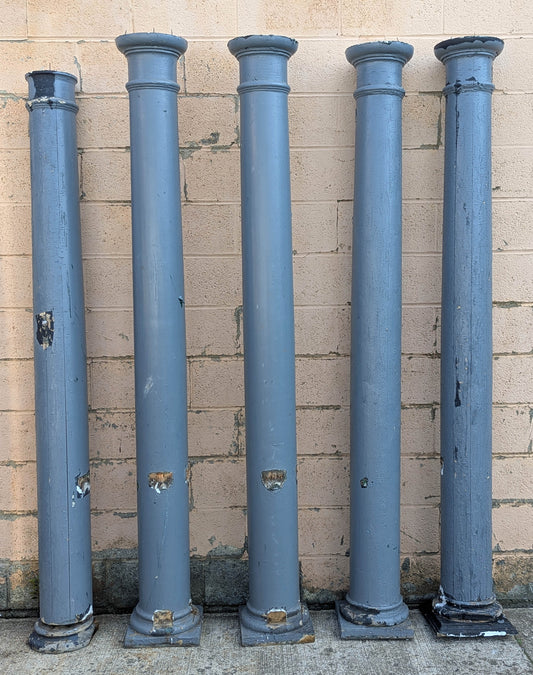 Set 84"H Antique Vintage Old Salvaged Reclaimed SOLID Wood Wooden Round Porch Load Bearing Structural Columns Posts Pillars Interior Exterior Outdoor