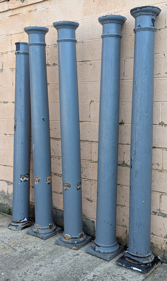 Set 84"H Antique Vintage Old Salvaged Reclaimed SOLID Wood Wooden Round Porch Load Bearing Structural Columns Posts Pillars Interior Exterior Outdoor