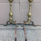 18"H Pair Antique Vintage Old Reclaimed Salvaged Brass Cannonball Federal Fireplace Andirons Logs Fire Dogs Log Holders