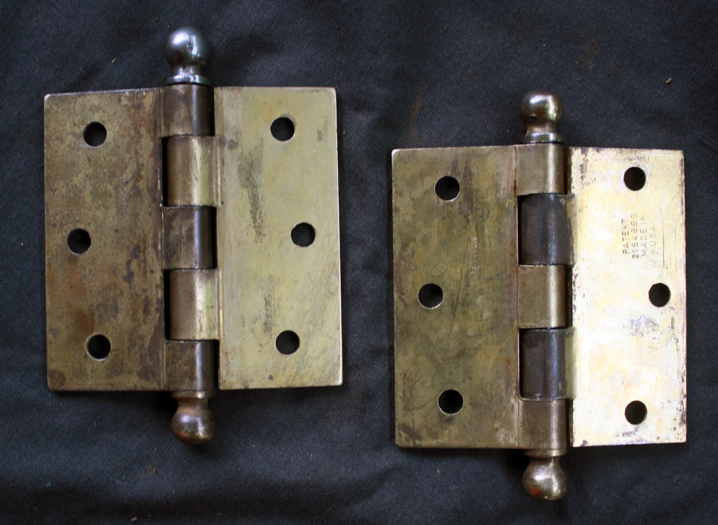 7 available CLEAN Pair 3"x3" Antique Vintage Old Reclaimed Salvaged Brass Steel Interior Door Hinges