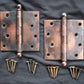 4 Pair available 4"x4" Antique Vintage Old Reclaimed Salvaged Steel Bronze Copper Ball Tip Finial Exterior Entry Door Hinges Screws