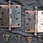 4 Pair available 4"x4" Antique Vintage Old Reclaimed Salvaged Steel Bronze Copper Ball Tip Finial Exterior Entry Door Hinges Screws