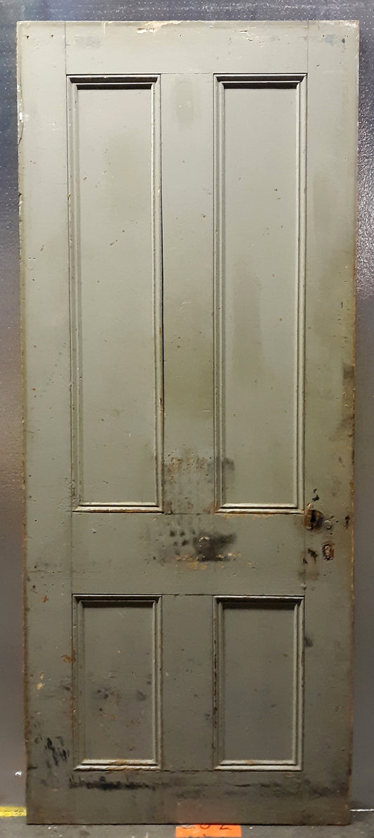 30"x76" Antique Vintage Old Reclaimed Salvaged Victorian SOLID Wood Wooden Interior Door 4 Panels