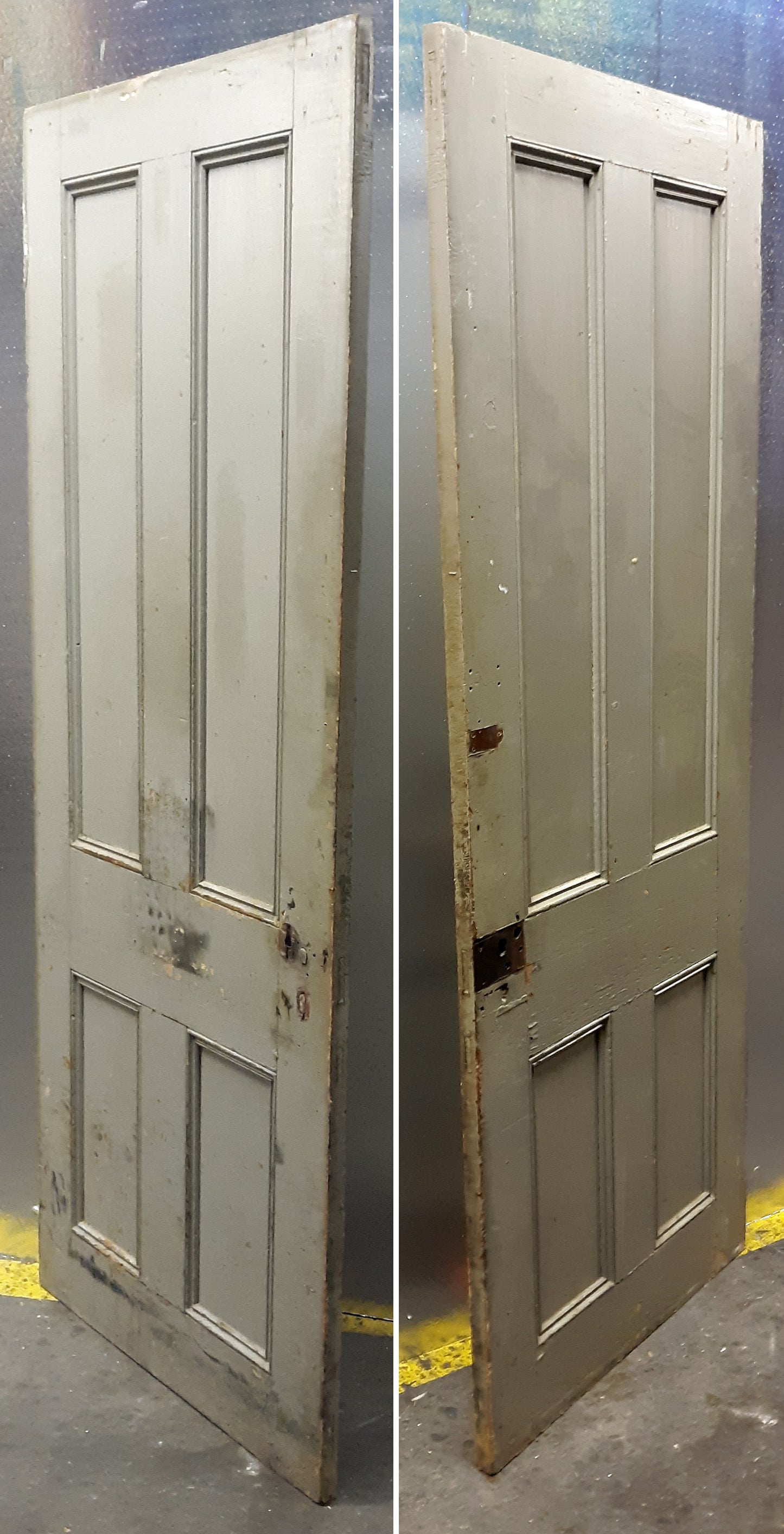 30"x76" Antique Vintage Old Reclaimed Salvaged Victorian SOLID Wood Wooden Interior Door 4 Panels