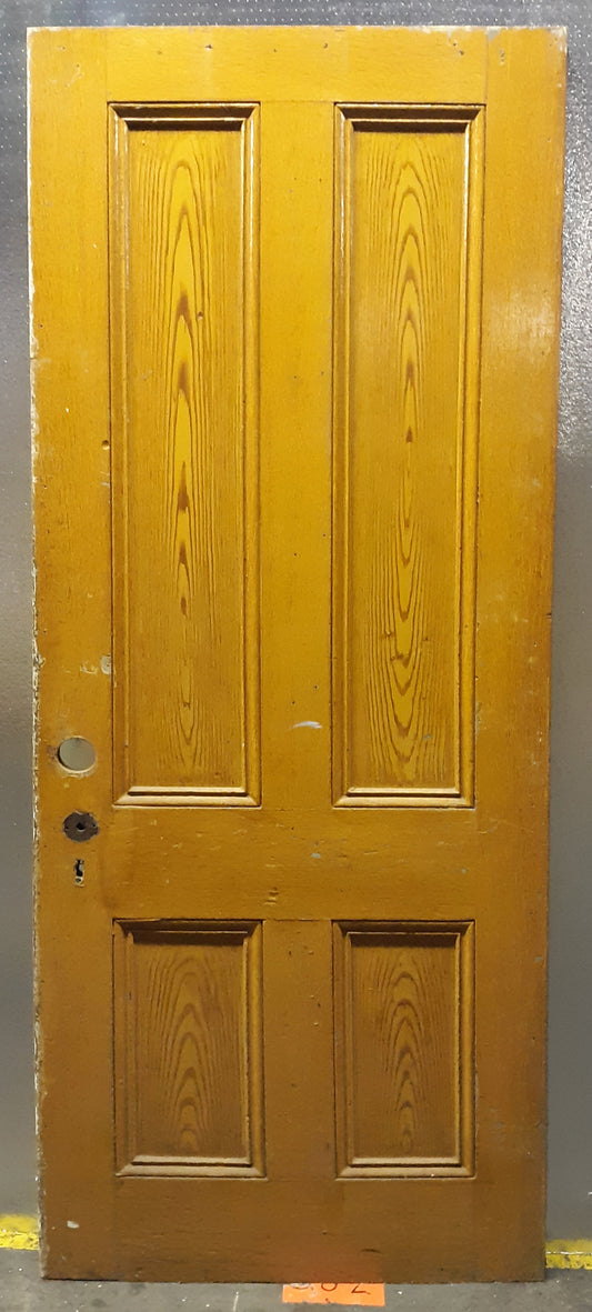 30"x76.5" Antique Vintage Old Reclaimed Salvaged Victorian SOLID Wood Wooden Interior Door 4 Panels