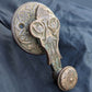 Cleaned Antique Vintage Old Eastlake Victorian Solid Heavy Cast Bronze Doorbell Door Bell Ringer Lever Turn Crank