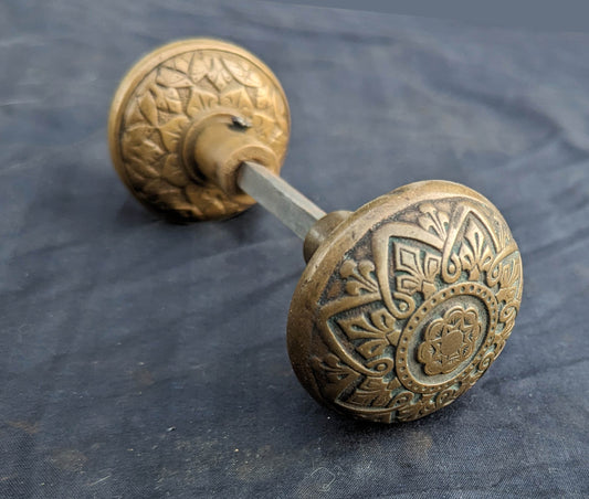 Pair Antique Vintage Old SOLID Cast Bronze Russell Erwin Victorian Eastlake  Doorknob Door Knobs