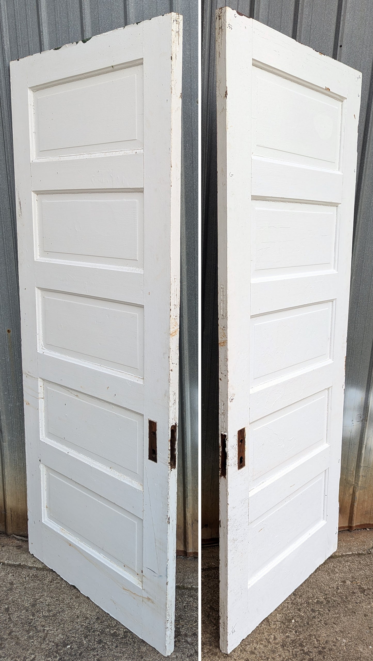 30"x76" Antique Vintage Old Reclaimed Salvaged Salvaged SOLID Wood Wooden Interior Door 5 Panels