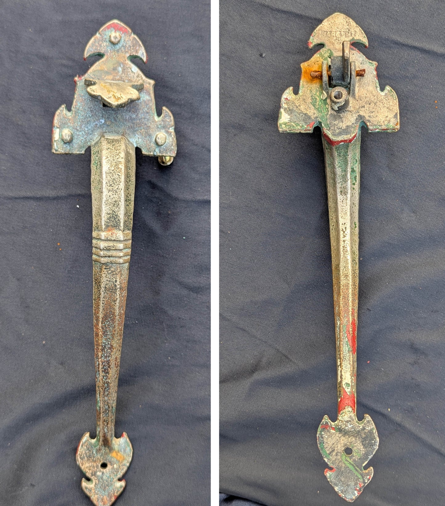 11.5" Antique Vintage Old Sargent Salvaged Reclaimed SOLID Nickel Cast Brass Curved Entry Exterior Door Handle Pull