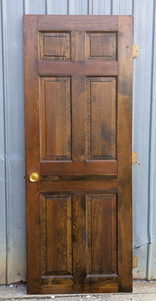 30"x77" Vintage Antique Old Reclaimed Salvaged Colonial Style Interior SOLID Wood Wooden Door 6 Raised Panels