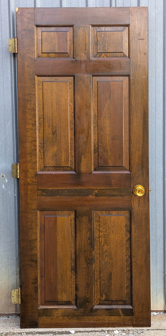 30"x77" Vintage Antique Old Reclaimed Salvaged Colonial Style Interior SOLID Wood Wooden Door 6 Raised Panels