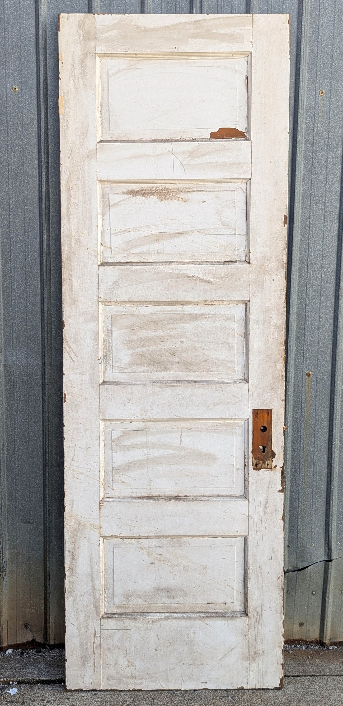 26"x77.5" Antique Vintage Old Reclaimed Salvaged Interior Wood Wooden Closet Pantry Door 5 Panels