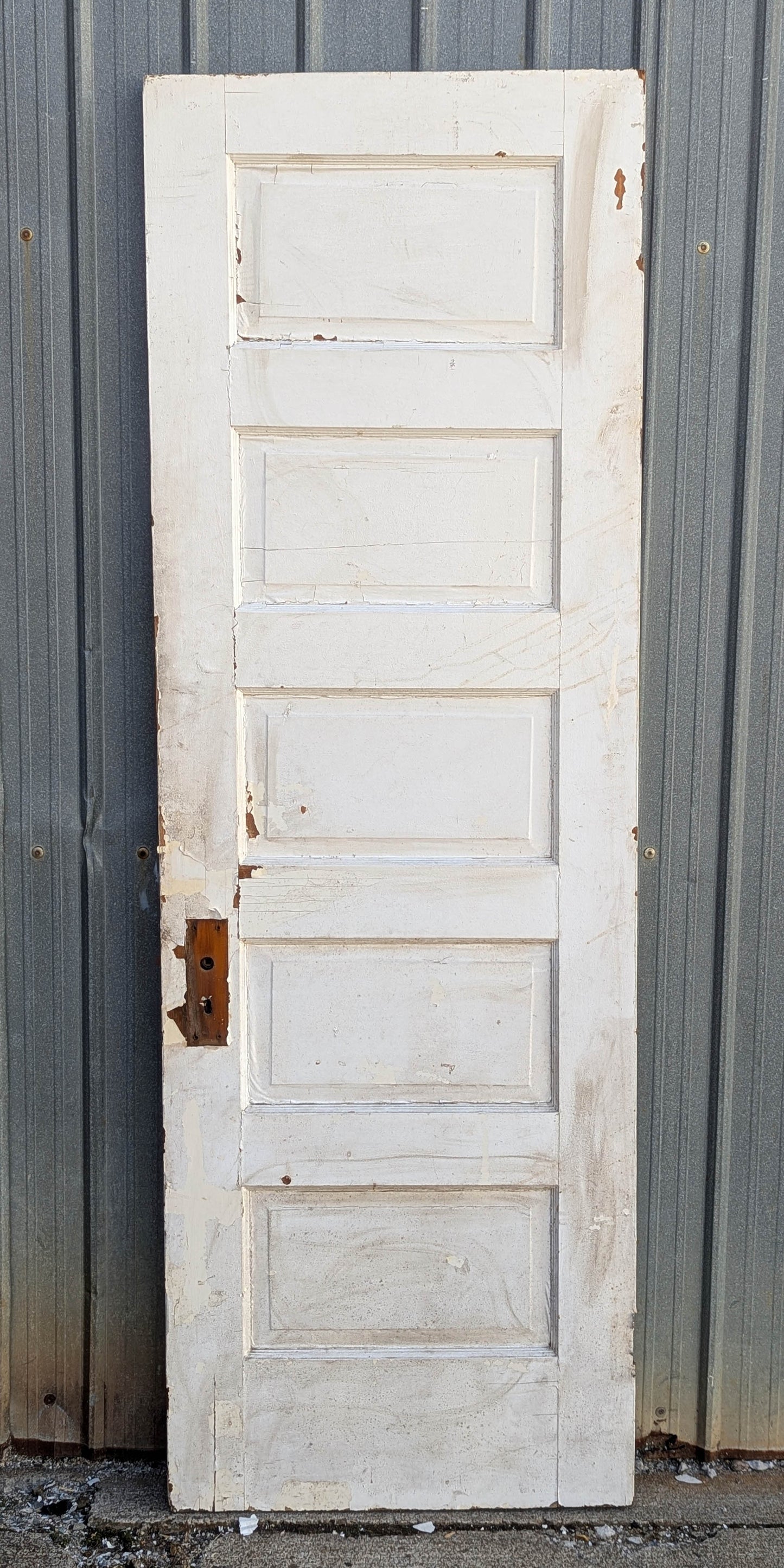 26"x77.5" Antique Vintage Old Reclaimed Salvaged Interior Wood Wooden Closet Pantry Door 5 Panels