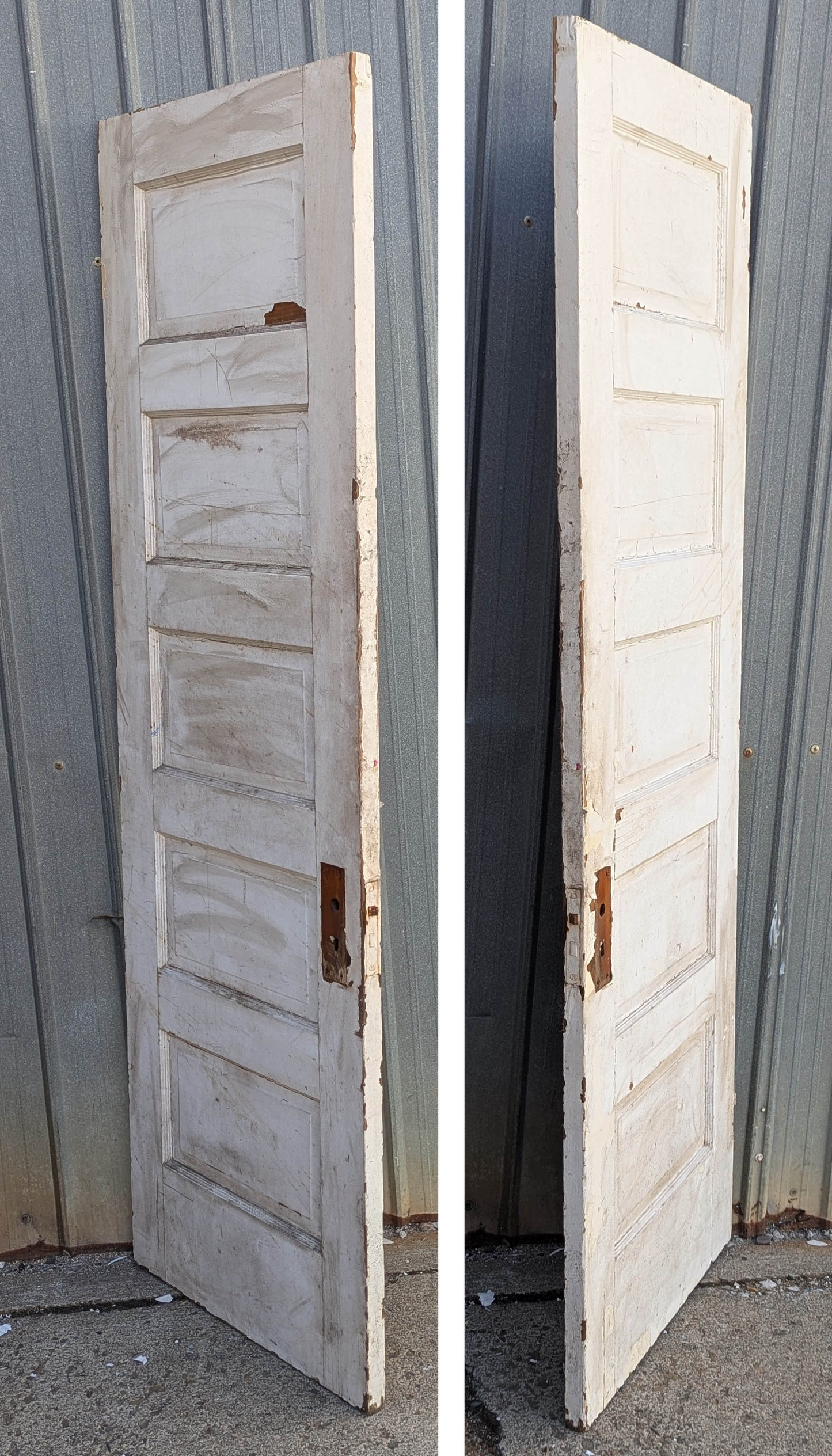 26"x77.5" Antique Vintage Old Reclaimed Salvaged Interior Wood Wooden Closet Pantry Door 5 Panels