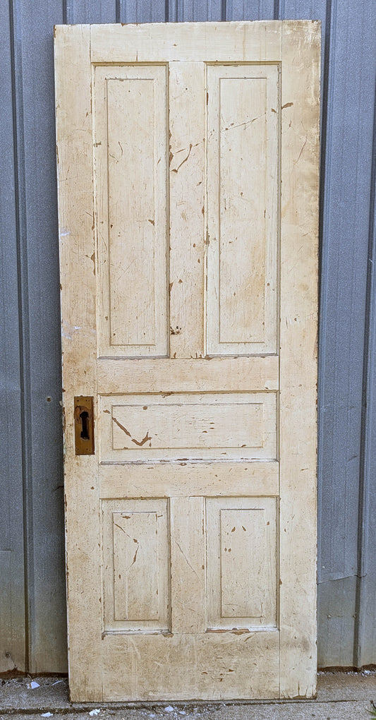 26"x78" Antique Vintage Old Reclaimed Salvaged Victorian SOLID Wood Wooden Interior Closet Pantry Door 5 Panels