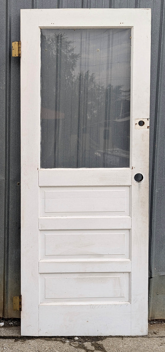 30"x79" Antique Vintage Old Reclaimed Salvaged SOLID Wood Wooden Side Back Entry Exterior Door Window Wavy Glass Lite Pane