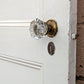 7 available CLEANED Antique Vintage Old Salvaged Reclaimed Russwin "Essex" Door Set Glass Knob Brass Plate Lock Lockset Interior Hardware
