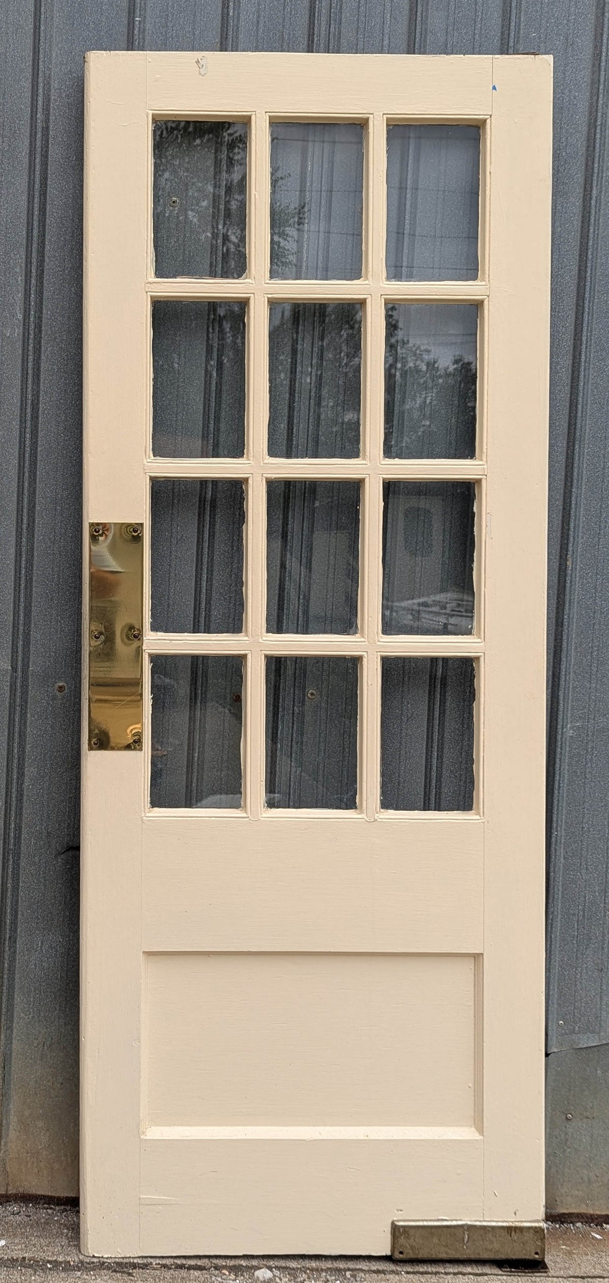 29.5"x78"x1.75" Antique Vintage Old Reclaimed Salvaged SOLID Wood Wooden Interior Swinging French Door 15 Window Wavy Glass Panes Lites Pivot Hinge Hardware