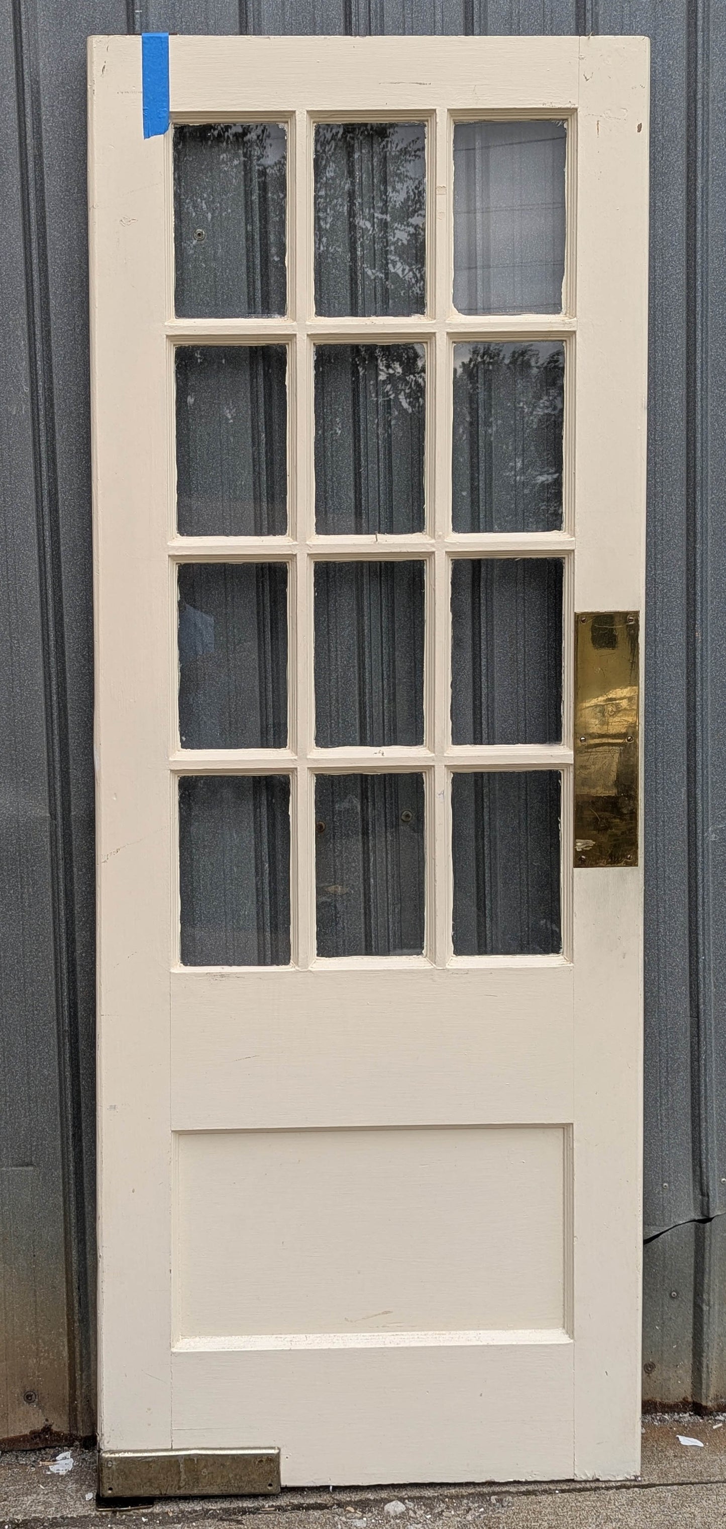 29.5"x78"x1.75" Antique Vintage Old Reclaimed Salvaged SOLID Wood Wooden Interior Swinging French Door 15 Window Wavy Glass Panes Lites Pivot Hinge Hardware
