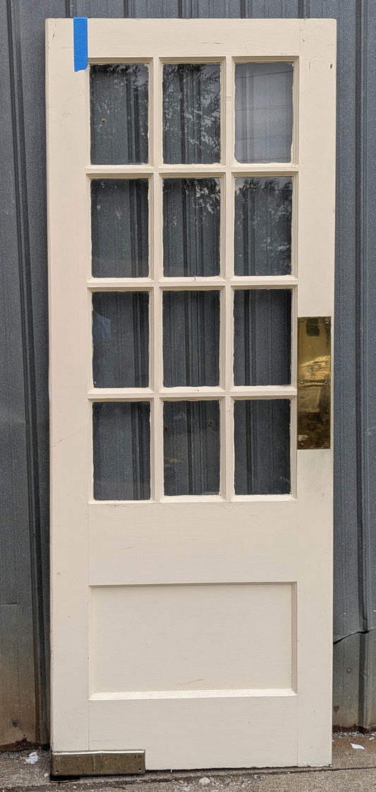 29.5"x78"x1.75" Antique Vintage Reclaimed Salvaged SOLID Wood Interior Swinging French Door 15 Window Wavy Glass Panes Pivot Hinge Hardware