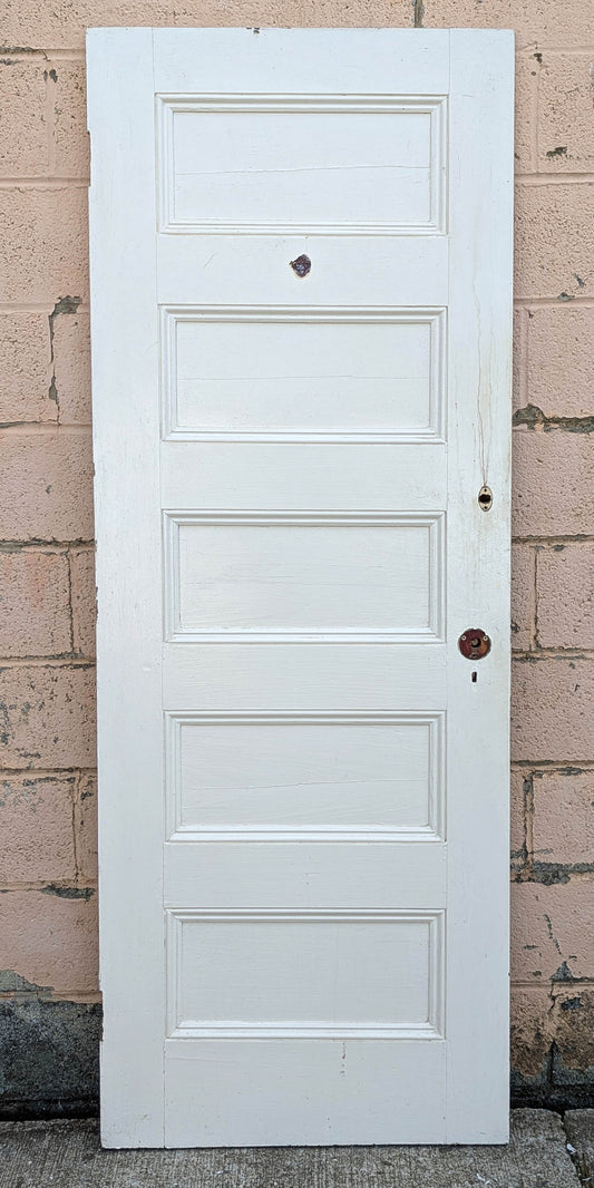 28"x79" Antique Vintage Old Reclaimed Salvaged Victorian SOLID Wood Wooden Interior Door 5 28"x79" Antique Vintage Old Reclaimed Salvaged SOLID Wood Wooden Interior Closet Pantry Door 5 Ladder Stacked Recessed Flat Panels Panels