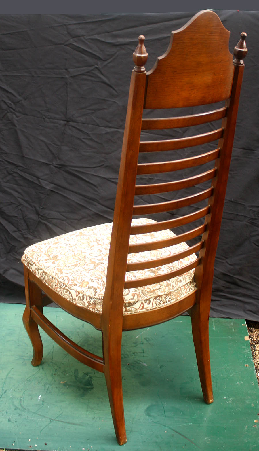 Set 5 Vintage Antique Old Reclaimed Salvaged Drexel Ladderback Wood Wooden Fabric Dining Chair Armchair