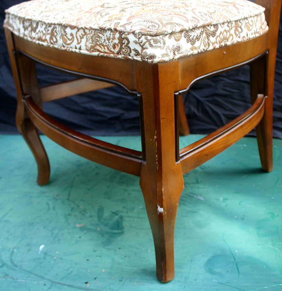 Set 5 Vintage Antique Old Reclaimed Salvaged Drexel Ladderback Wood Wooden Fabric Dining Chair Armchair
