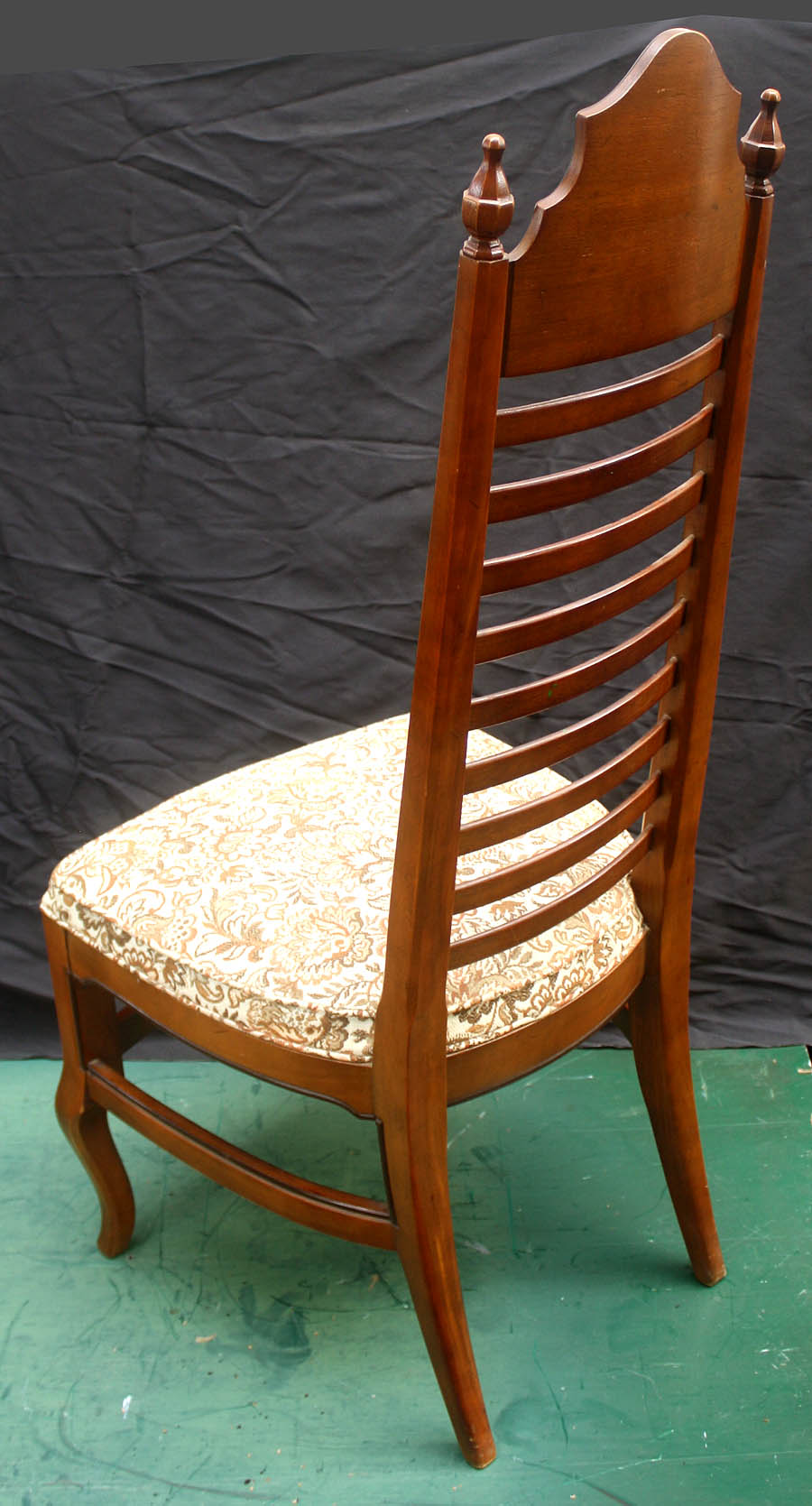 Set 5 Vintage Antique Old Reclaimed Salvaged Drexel Ladderback Wood Wooden Fabric Dining Chair Armchair