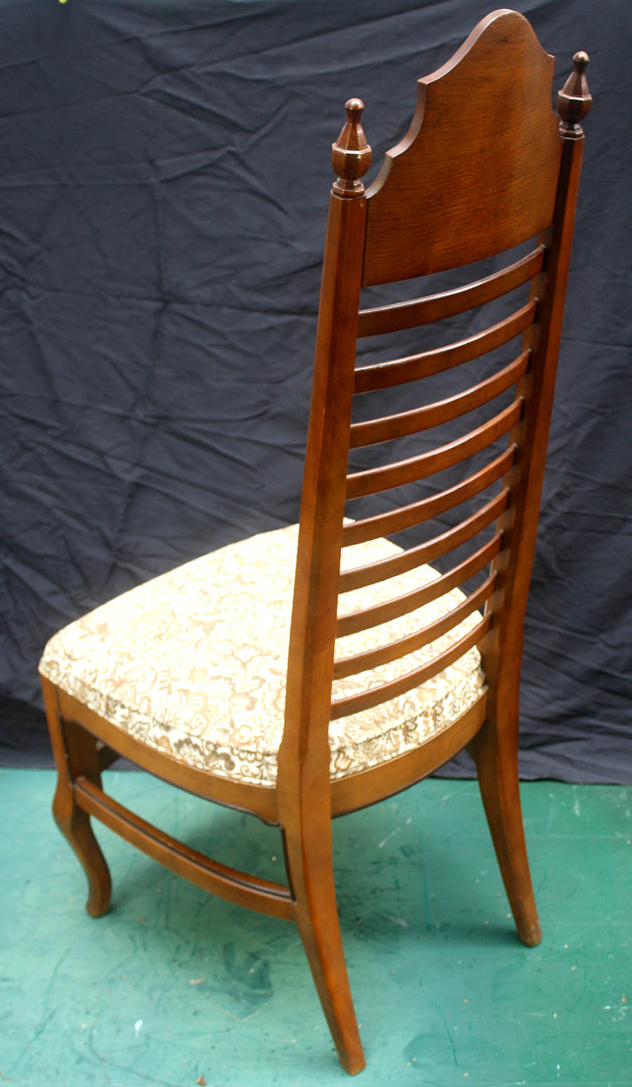 Set 5 Vintage Antique Old Reclaimed Salvaged Drexel Ladderback Wood Wooden Fabric Dining Chair Armchair