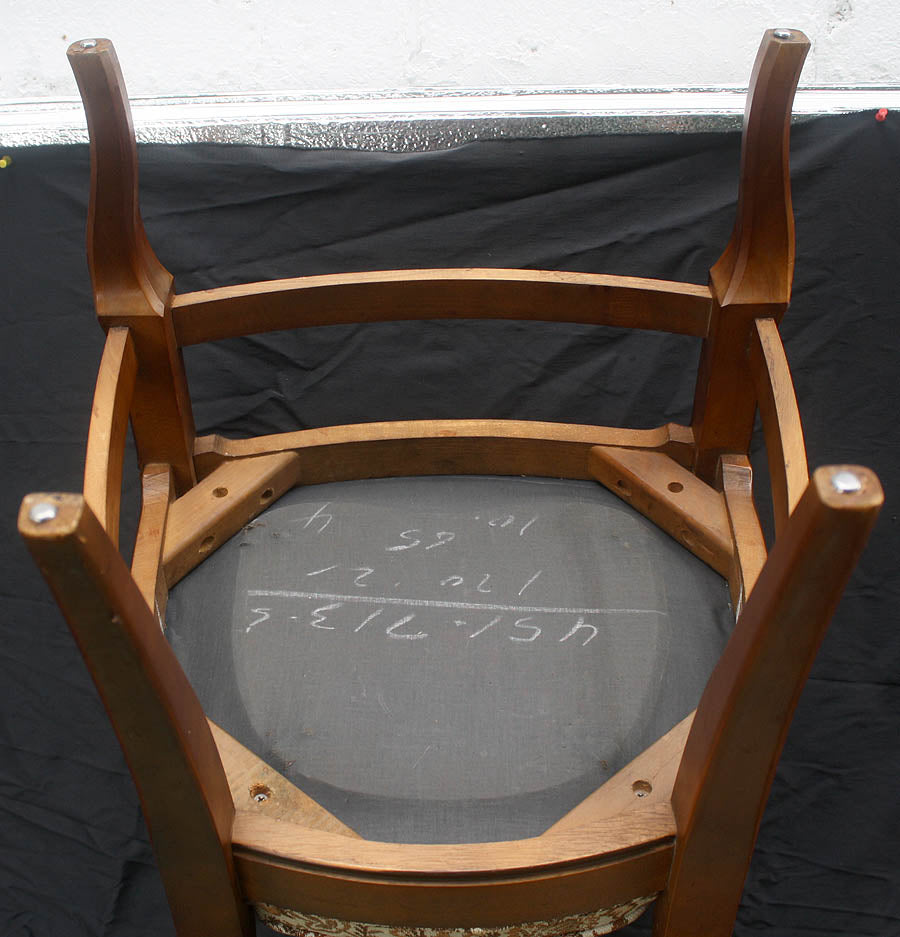 Set 5 Vintage Antique Old Reclaimed Salvaged Drexel Ladderback Wood Wooden Fabric Dining Chair Armchair
