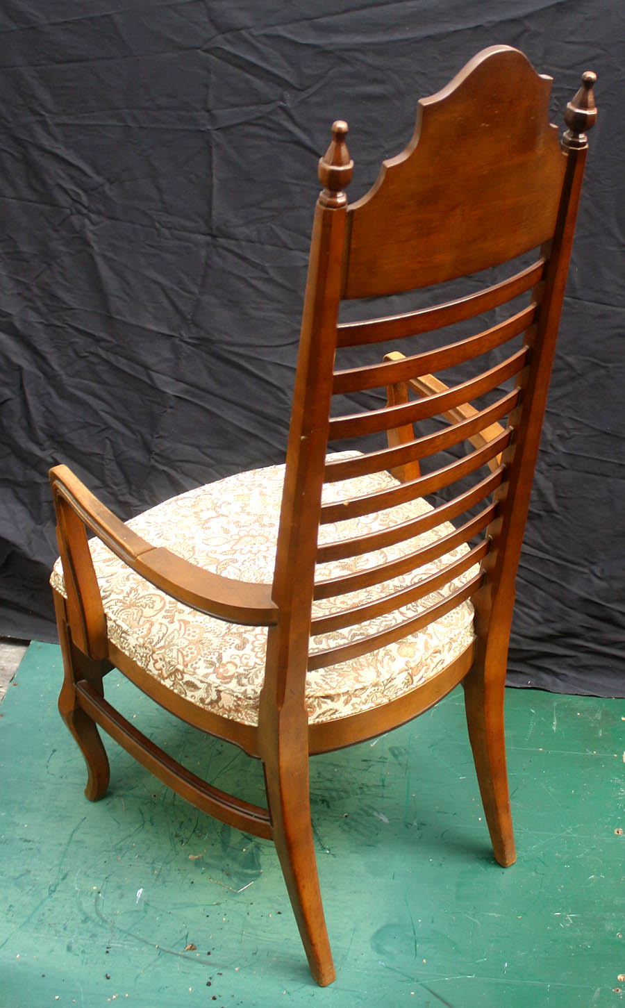 Set 5 Vintage Antique Old Reclaimed Salvaged Drexel Ladderback Wood Wooden Fabric Dining Chair Armchair