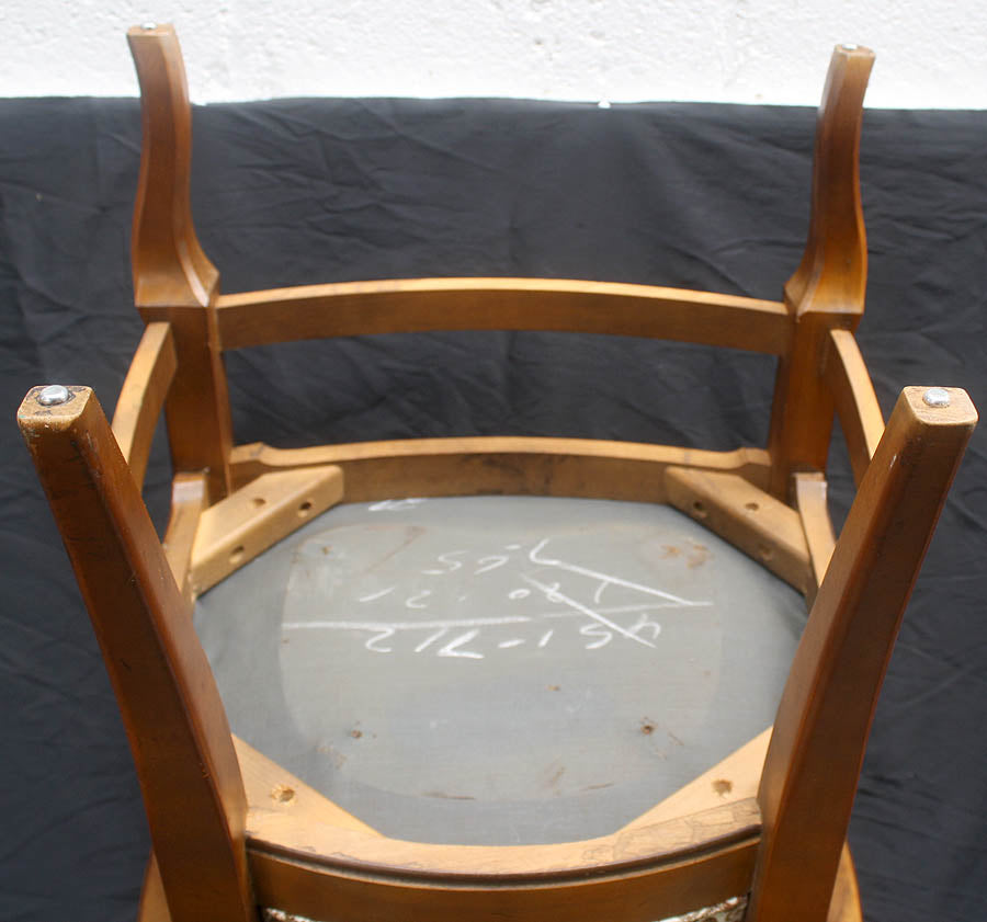 Set 5 Vintage Antique Old Reclaimed Salvaged Drexel Ladderback Wood Wooden Fabric Dining Chair Armchair
