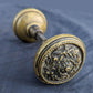 Heavy Pair Antique Vintage Old SOLID Cast Brass Floral Flower Doorknob Door Knobs