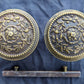 Heavy Pair Antique Vintage Old SOLID Cast Brass Floral Flower Doorknob Door Knobs