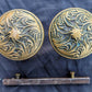 Pair Antique Vintage Old Art Nouveau Victorian SOLID Cast Brass Floral Leaf Doorknob Door Knobs
