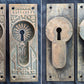 Complete Restored Antique Vintage Old Salvaged Reclaimed Bronze Iron Pocket Sliding Door Set Plate Lock Interior Lockset Key