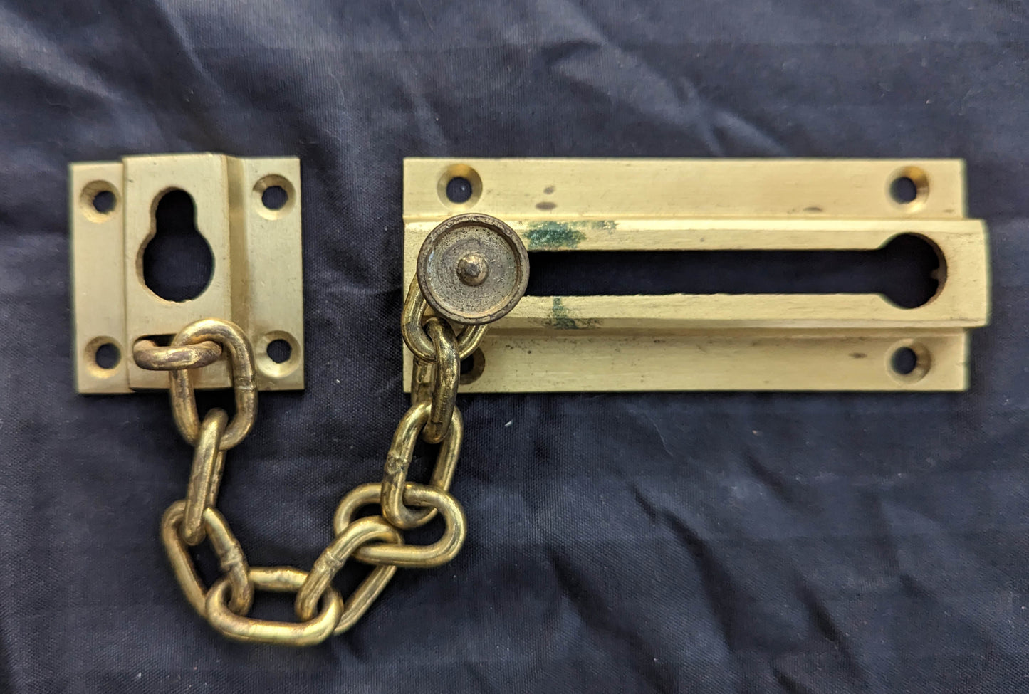 Heavy Duty Vintage Antique Old SOLID Brass Steel Door Privacy Chain Lock Lockset