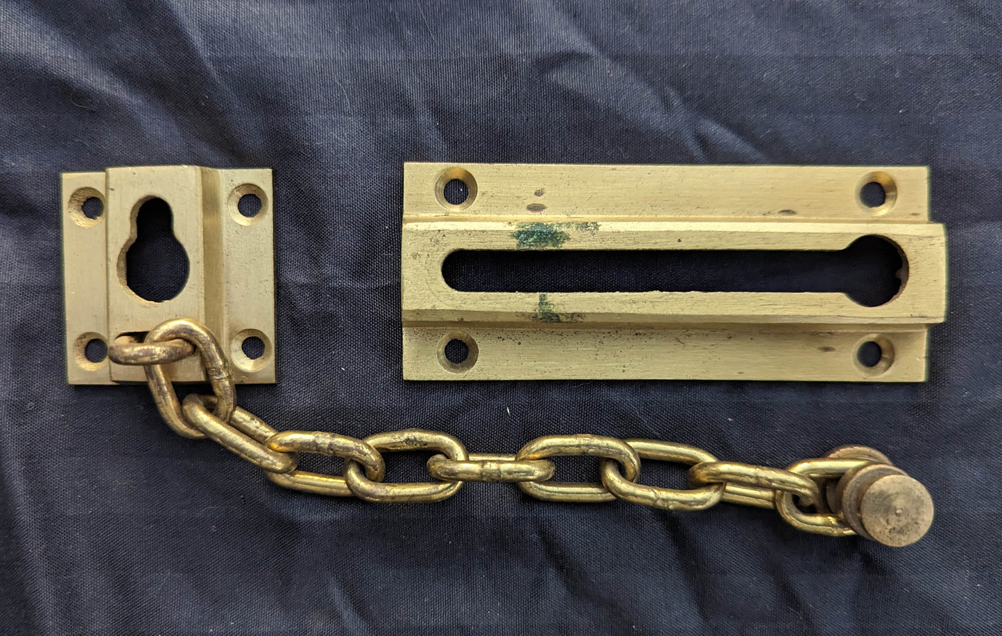 Heavy Duty Vintage Antique Old SOLID Brass Steel Door Privacy Chain Lock Lockset