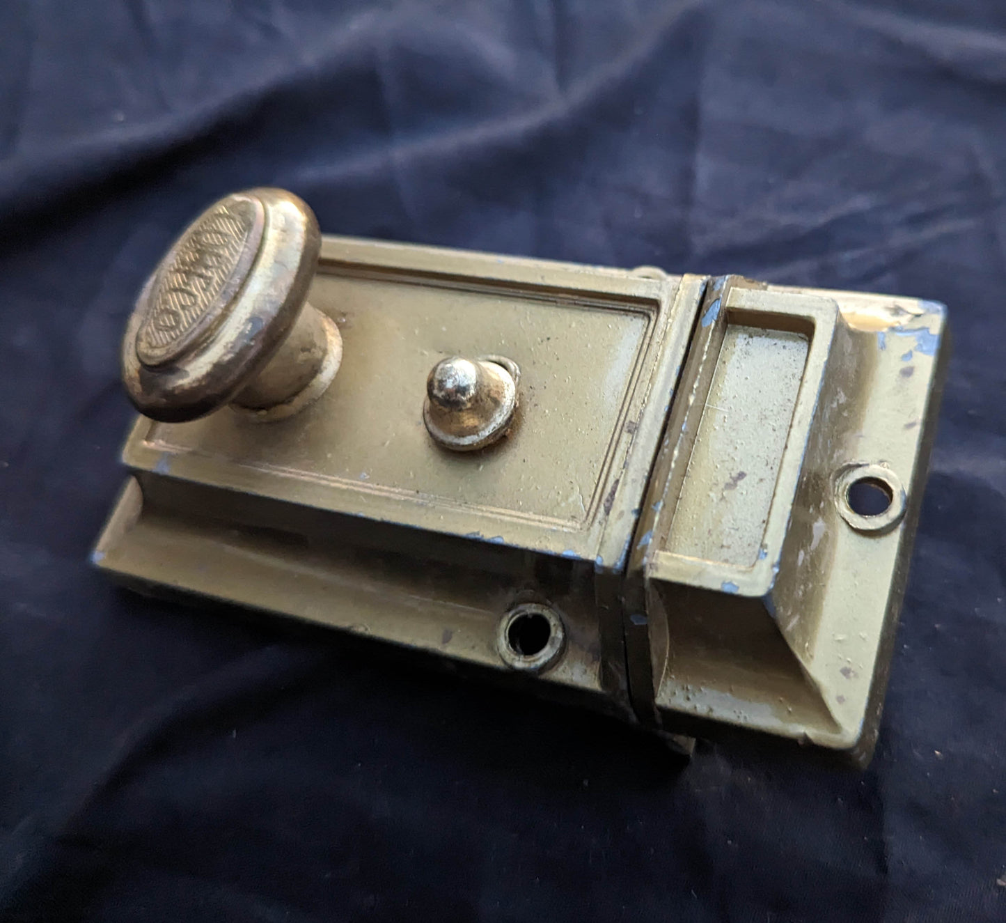 2 available Complete Vintage New Old Stock NOS Metal Interior Exterior Door Lockset Rim Lock 2 Keys