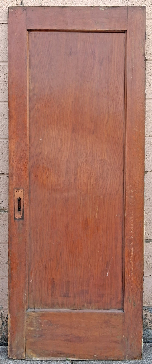 30"x78" Antique Vintage Old Salvaged Reclaimed SOLID Birch Maple Wood Wooden Interior Door Painted Stained Single Flat Panel
