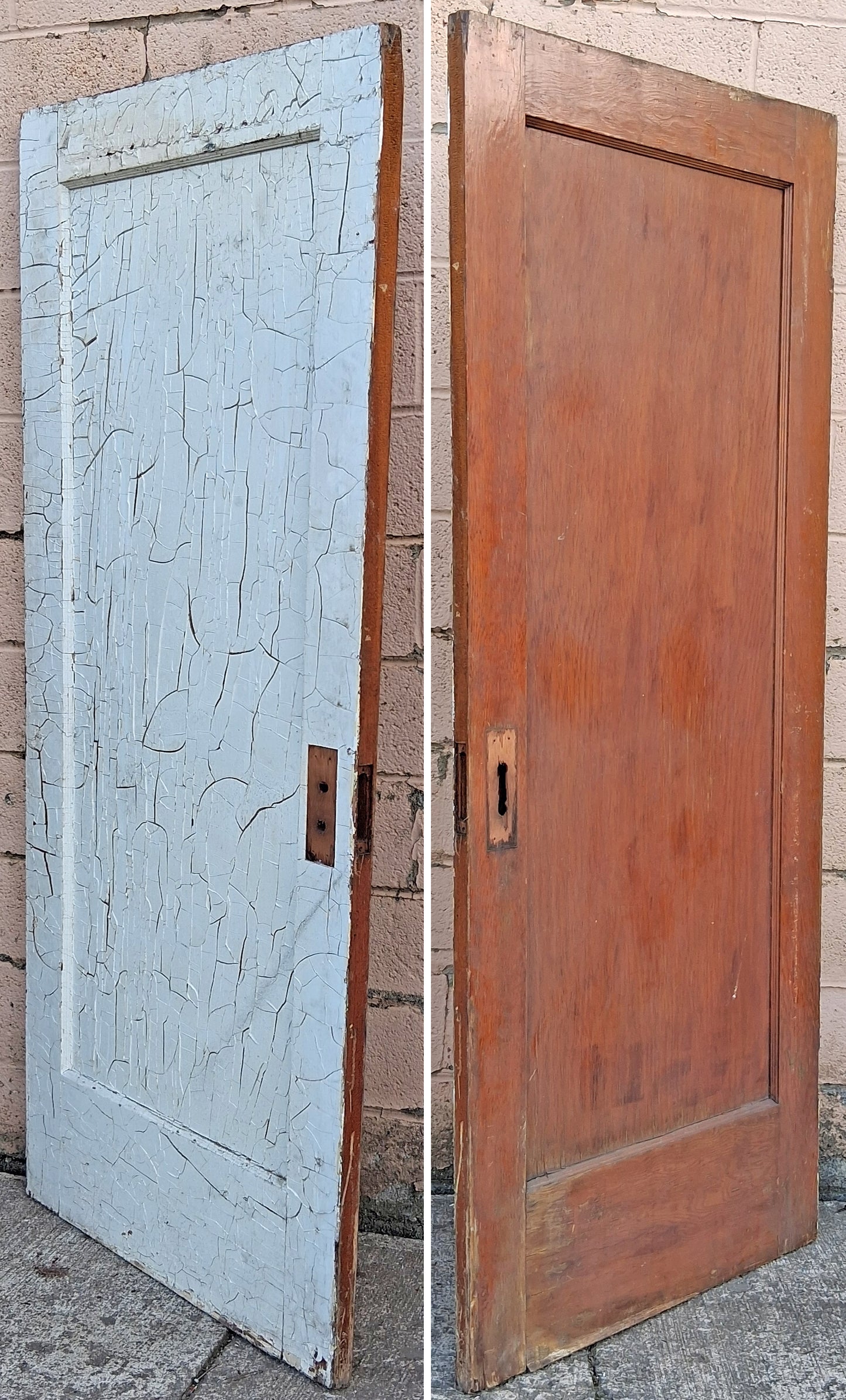 30"x78" Antique Vintage Old Salvaged Reclaimed SOLID Birch Maple Wood Wooden Interior Door Painted Stained Single Flat Panel