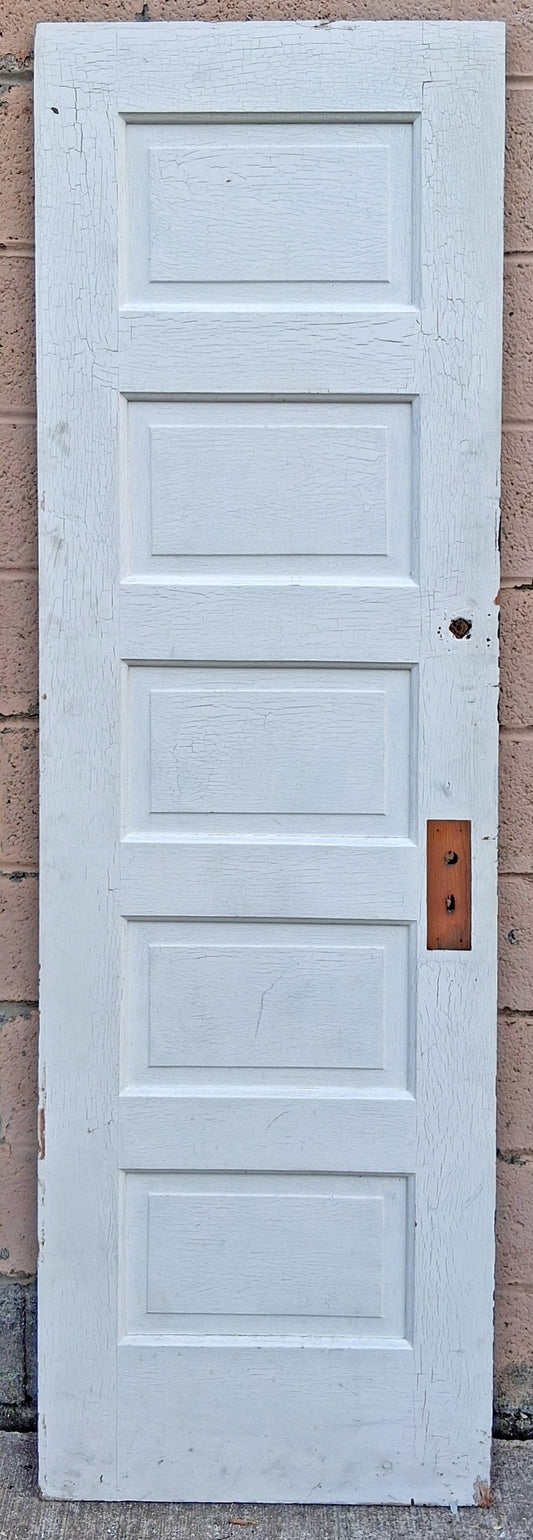 24"x78" Antique Vintage Old Reclaimed Salvaged SOLID Wood Wooden Interior Pantry Closet Door 5 Ladder Raised Panels