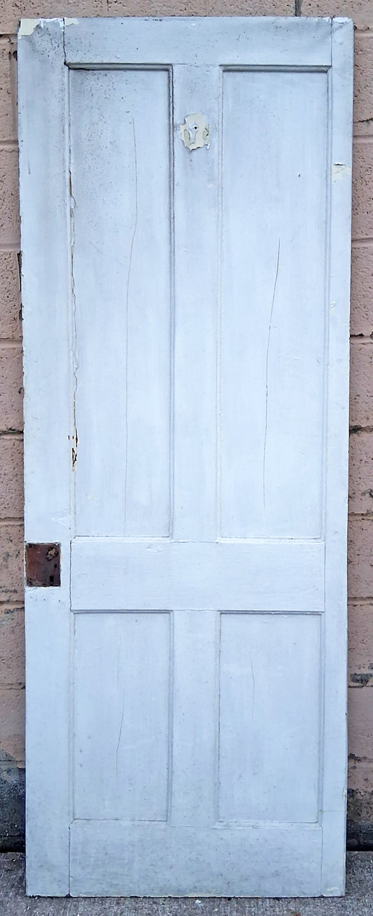 28"x76" Antique Vintage Old Reclaimed Salvaged Victorian SOLID Wood Wooden Interior Pantry Closet Door 4 Flat Panels